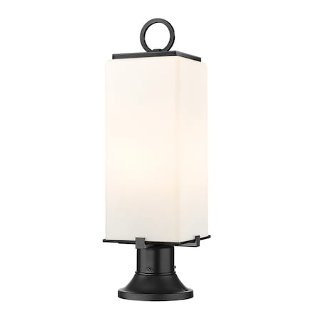 Z-Lite Sana 2 Light Outdoor Pier Mounted Fixture, Black & White Opal 593PHMR-553PM-BK